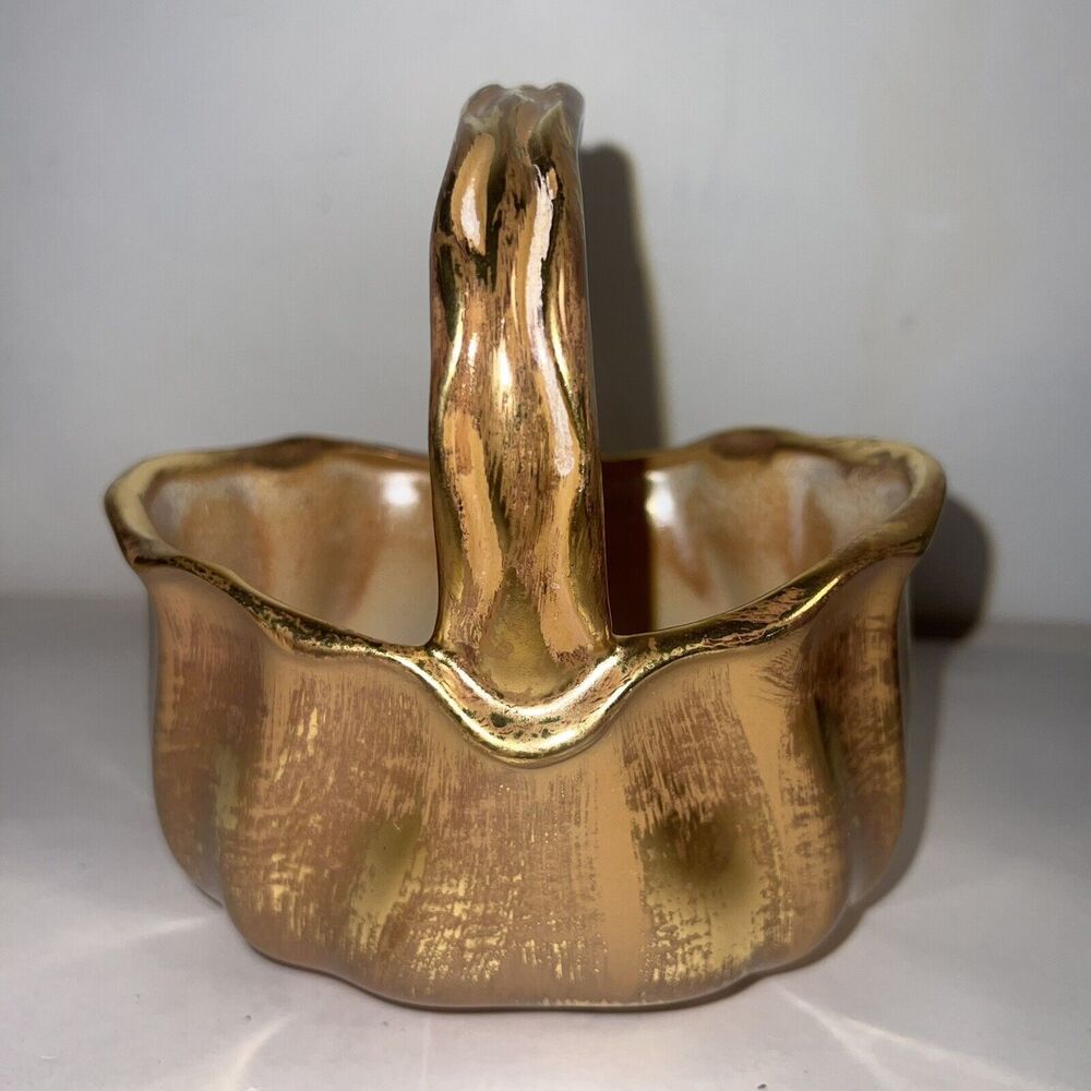 Stangl Granada Gold Porcelain Basket 3621 Hand Painted